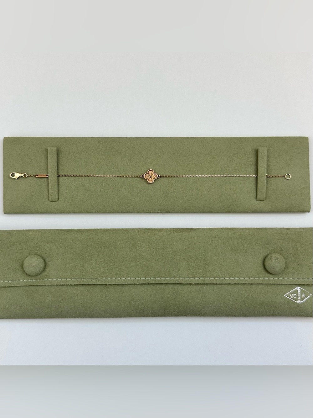 Van Cleef & Arpels Sweet Alhambra Bracelet 18K Hammered Rose Gold Clover VCA - Picture 2 of 7